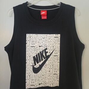 Nike Black Sleeveless Rally Sweater  Street Dress Women Big Logo Size Medium
